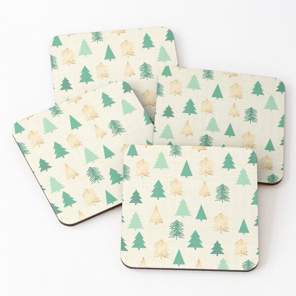 Item preview, Christmas Trees Cream, Green and Gold designed and sold by cashewdays.