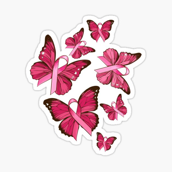 Butterfly Pink Ribbon Breast Cancer Awareness Women Girl Sticker For Sale By Zaliyahroman 1049