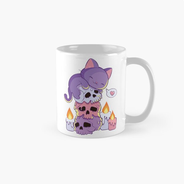 Item preview, Purple Cat on Skulls Creepy Cute Aesthetic Anime Kawaii Pastel Goth designed and sold by Irene Koh.