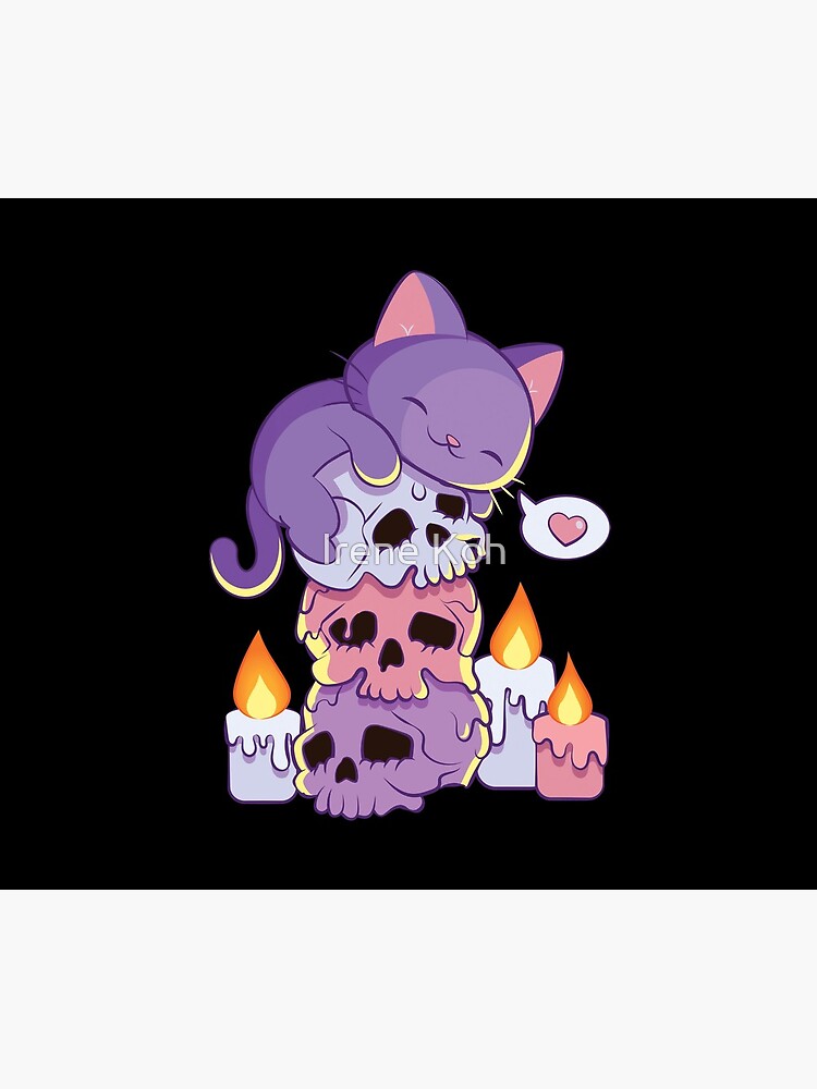 Kitty Cat on Skulls Pastel Goth Aesthetic Cute Kawaii Stickers