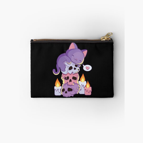 Item preview, Purple Cat on Skulls Creepy Cute Aesthetic Anime Kawaii Pastel Goth designed and sold by Irene Koh.
