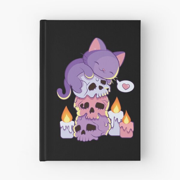 Item preview, Purple Cat on Skulls Creepy Cute Aesthetic Anime Kawaii Pastel Goth designed and sold by Irene Koh.