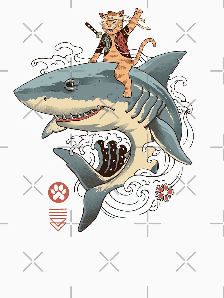 Cat Riding Shark T-Shirts for Sale