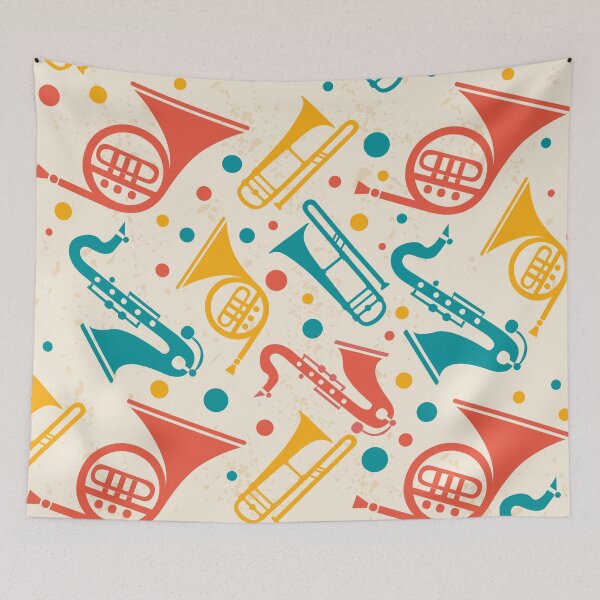Item preview, French Horns Saxophone and Trombone Band designed and sold by scooterbaby.
