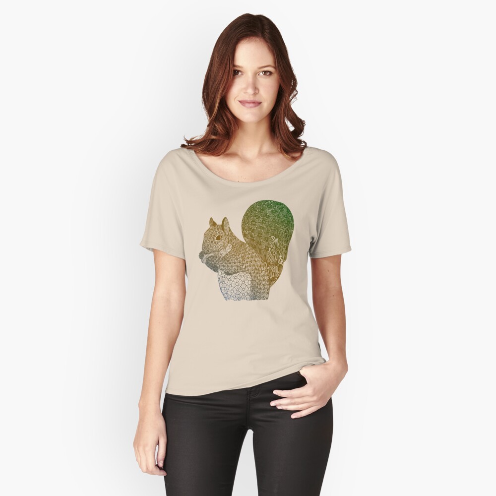 Fancy Doodled Squirrel Relaxed Fit T-Shirt