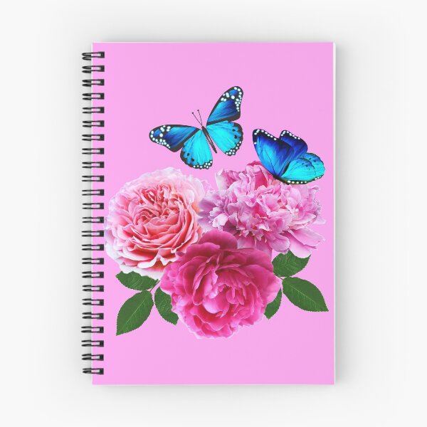 Artikelvorschau, Schmetterlinge und rosa Pfingstrosenblüten entworfen und verkauft von SueKnox.