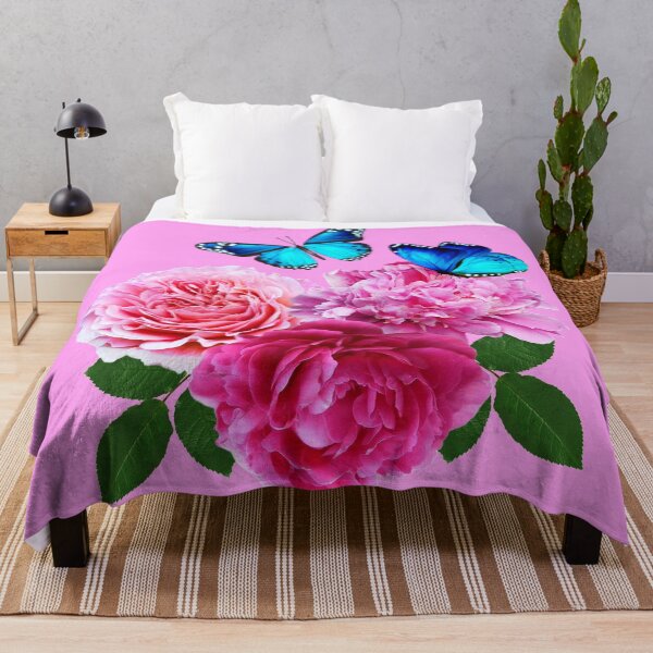 Artikelvorschau, Schmetterlinge und rosa Pfingstrosenblüten entworfen und verkauft von SueKnox.