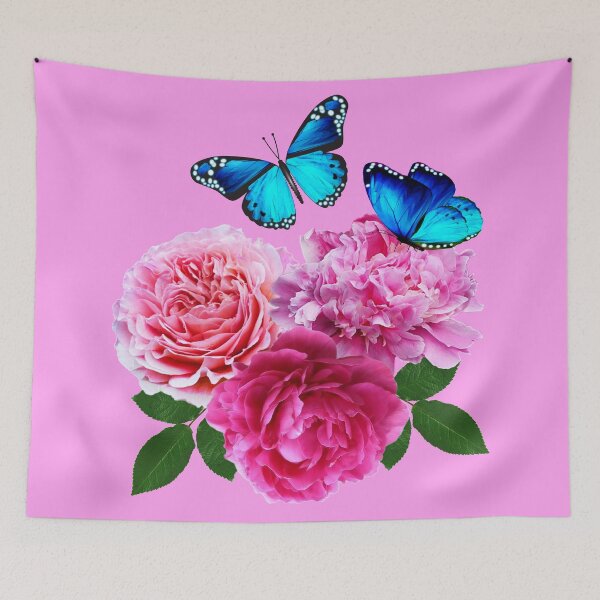 Item preview, Butterflies and pink peony flowers designed and sold by SueKnox.