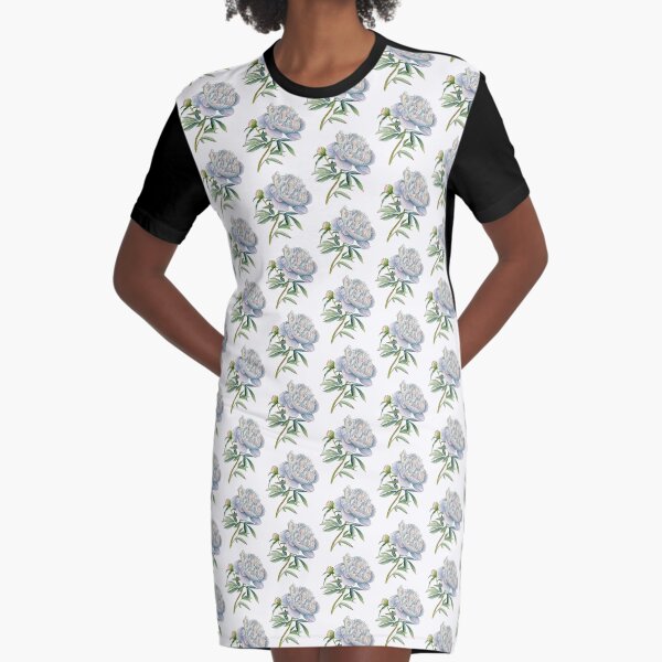 Peony in watercolor and ink by farrahdelle Graphic T-Shirt Dress