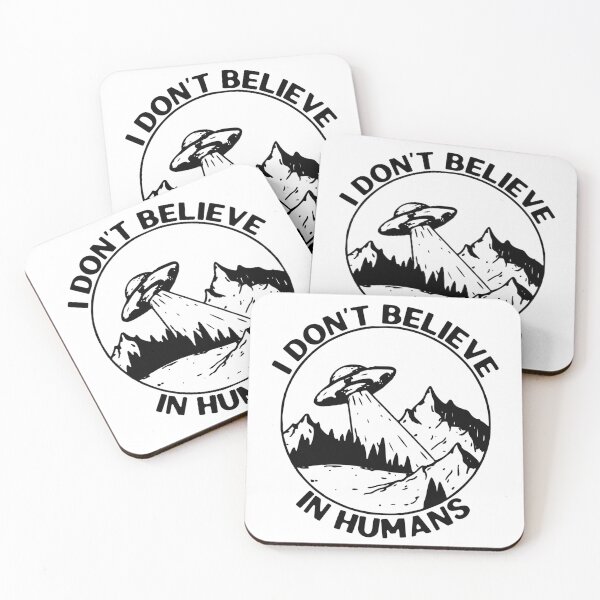 Item preview, I Dont Believe In Humans, UFO Flying Saucer, Black designed and sold by anghelapparel.