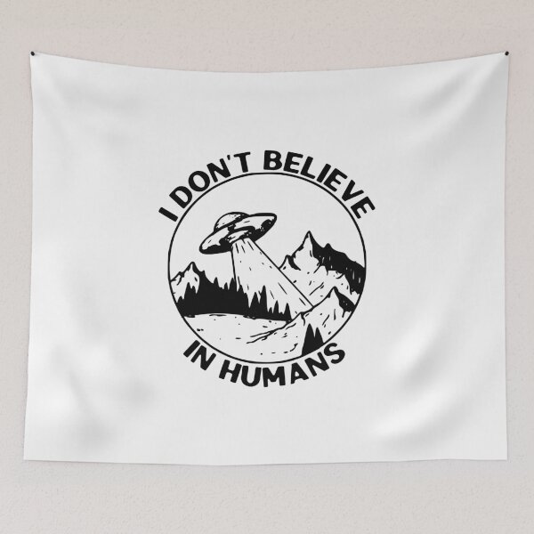 Item preview, I Dont Believe In Humans, UFO Flying Saucer, Black designed and sold by anghelapparel.