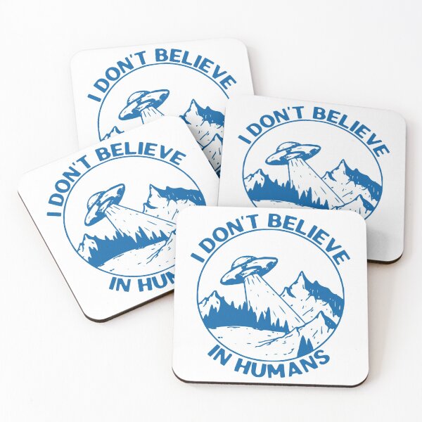 Item preview, I Dont Believe In Humans, UFO Flying Saucer, Blue designed and sold by anghelapparel.