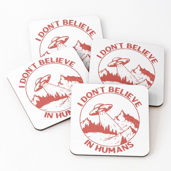 Item preview, I Dont Believe In Humans, UFO Flying Saucer, Red designed and sold by anghelapparel.