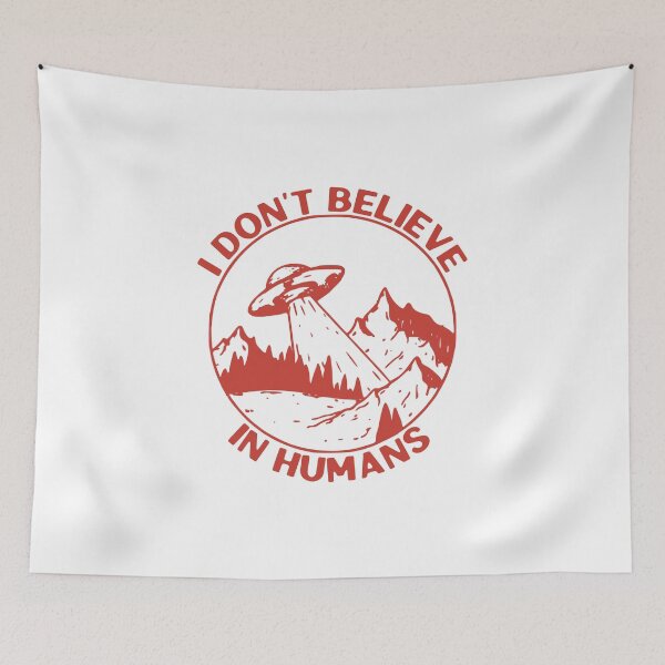 Item preview, I Dont Believe In Humans, UFO Flying Saucer, Red designed and sold by anghelapparel.