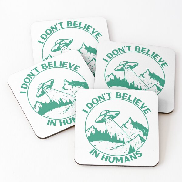 Item preview, I Dont Believe In Humans, UFO Flying Saucer, Green designed and sold by anghelapparel.