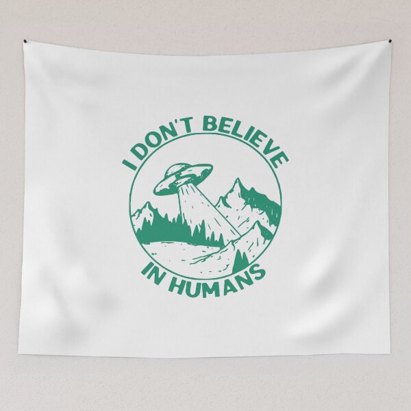 Item preview, I Dont Believe In Humans, UFO Flying Saucer, Green designed and sold by anghelapparel.