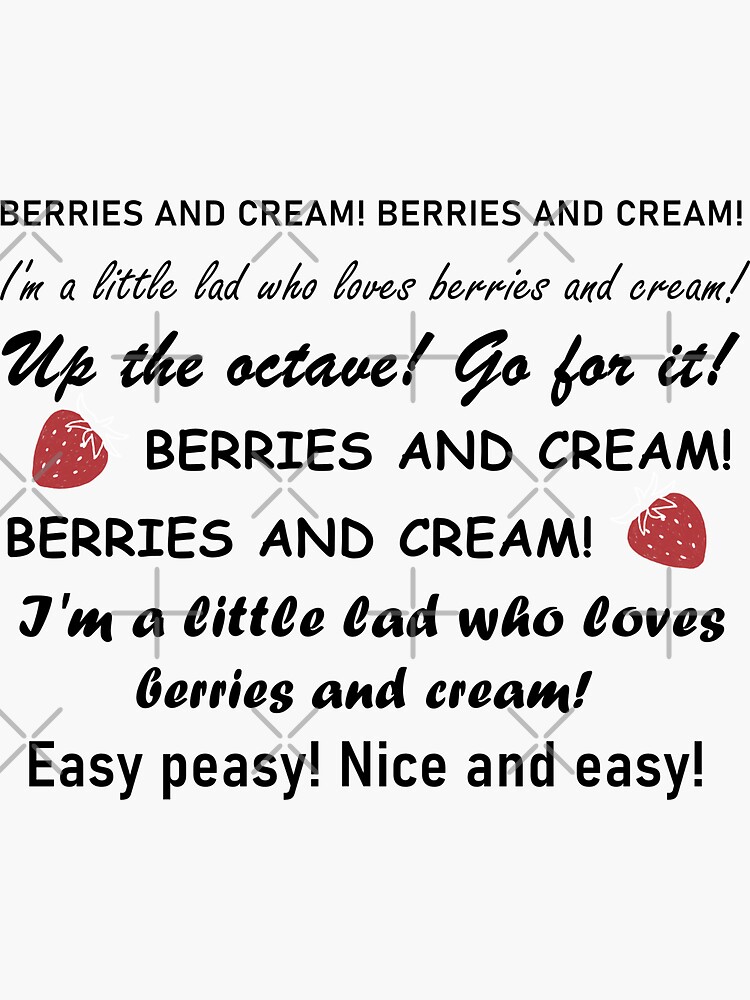 "Berries and cream little lad dance" Sticker by MYDESIGNERSTYLE Redbubble