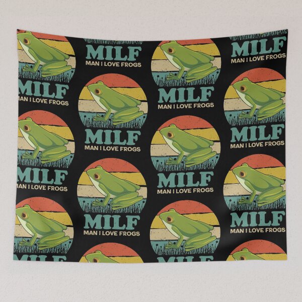 Item preview, Man I Love Frogs MILF Retro Vintage Sunset Frog Lovers designed and sold by GravitiTees.