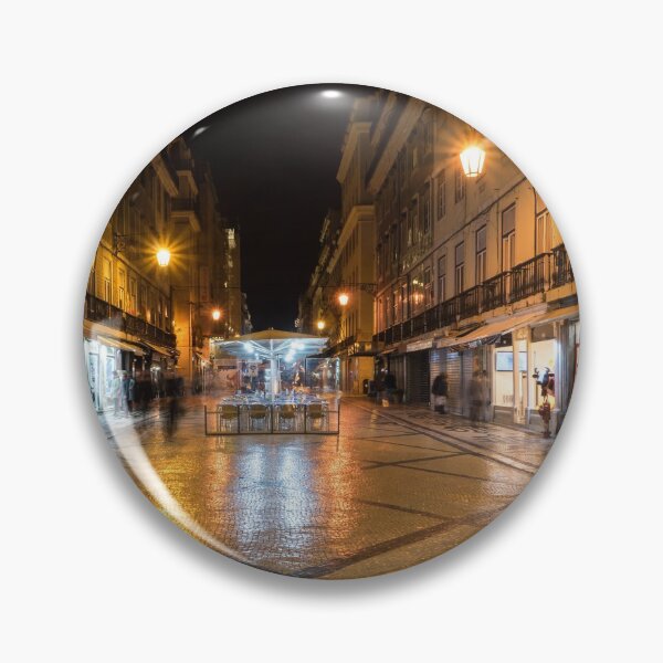 Item preview, Glossy Cobblestone Art - Nighttime in Baixa Pombalina Lisbon Portugal designed and sold by Georgia Mizuleva.
