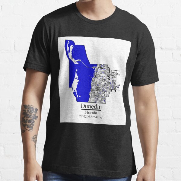 "Dunedin, Florida Road Map Art Blue Rivers and Dark Roads City Limits