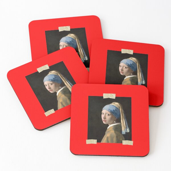 Item preview, Girl With A Pearl Earring Art T-Shirt Taped Design designed and sold by D-Shirt-More.