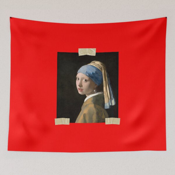 Item preview, Girl With A Pearl Earring Art T-Shirt Taped Design designed and sold by D-Shirt-More.