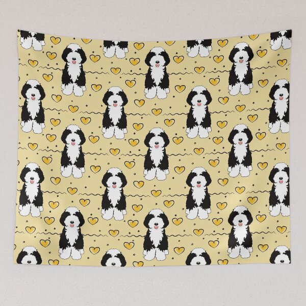 Item preview, LOVE Black and White Aussiedoodle designed and sold by Lulupainting.