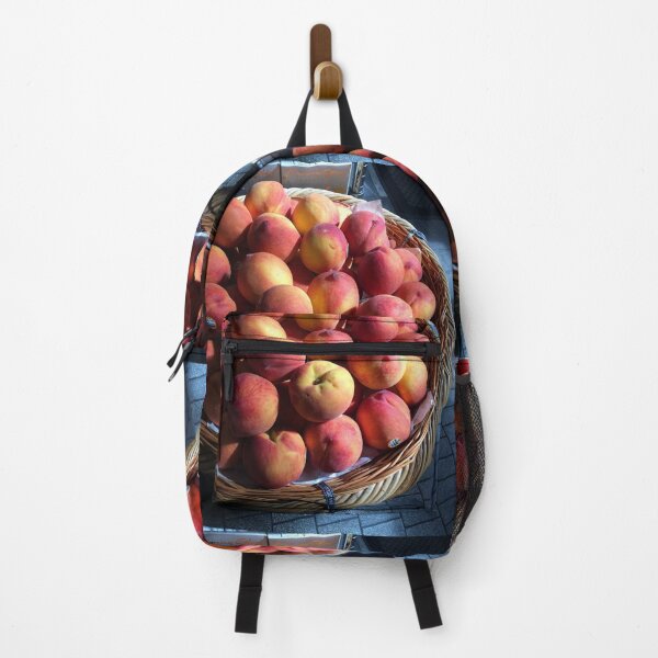 Item preview, Wicker Basket of Plump Juicy Peaches in Sunlight designed and sold by Happykale.