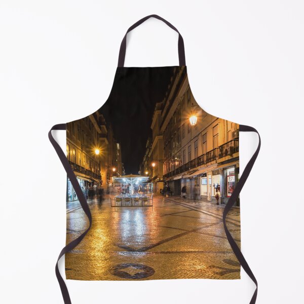 Item preview, Glossy Cobblestone Art - Nighttime in Baixa Pombalina Lisbon Portugal designed and sold by Georgia Mizuleva.