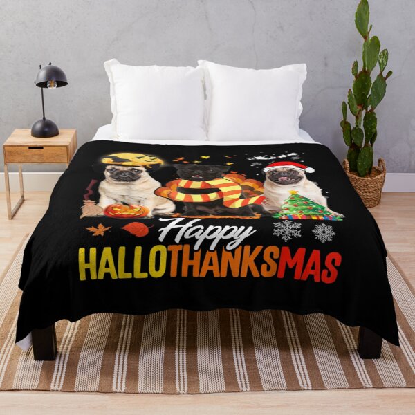 Item preview, Cute Pug Happy Hallothanksmas Halloween Thanksgiving Xmas designed and sold by TERRYCOXSHOP.