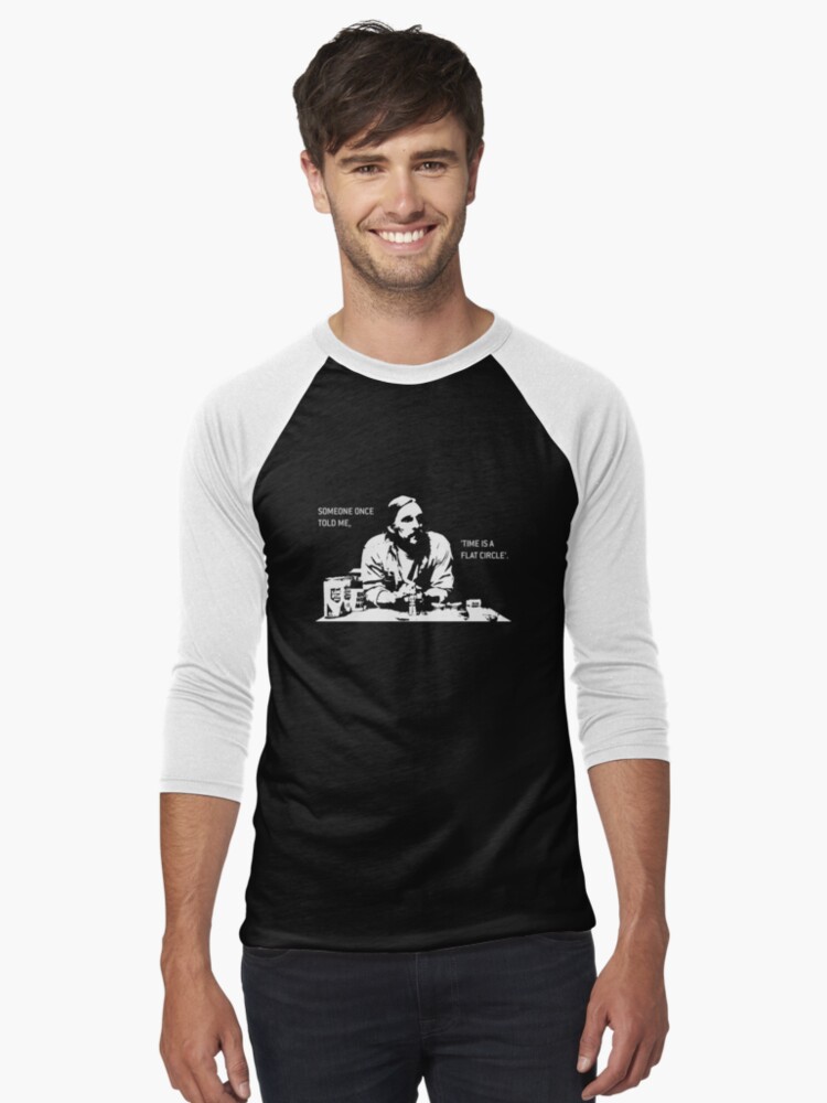 Imagen 1 de 3, Camiseta ¾ estilo béisbol con la obra El tiempo es un círculo plano, diseñada y vendida por CForward.