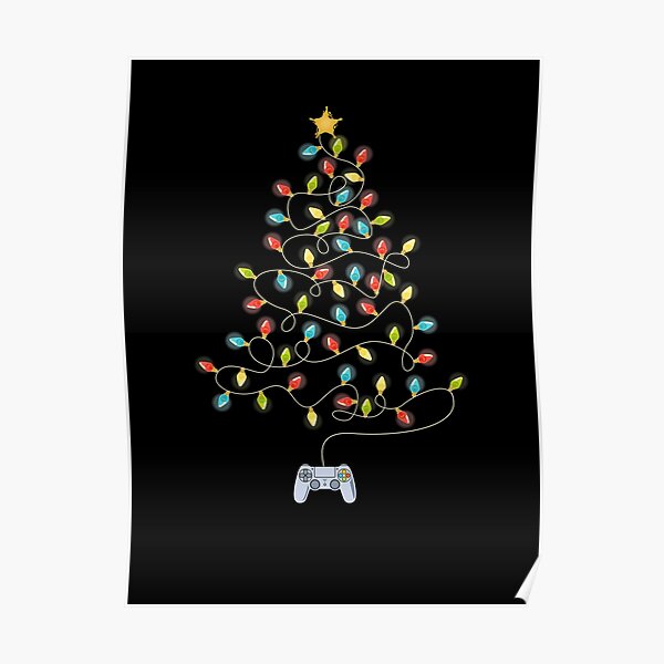 "Video Game Christmas Tree Lights Xmas Gaming" Poster for Sale by