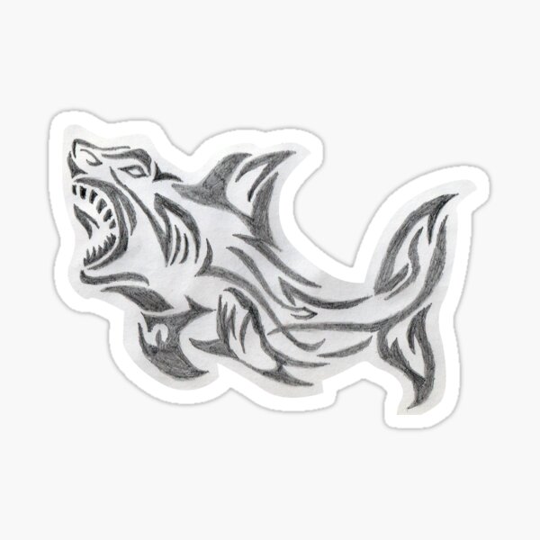 Shark Body Pencil Sketch Art Work Sticker