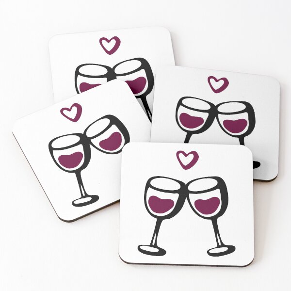 Item preview, Romantic couple hand drawn illustration of two wineglasses cheers with heart designed and sold by AnnySketches.