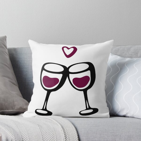 Item preview, Romantic couple hand drawn illustration of two wineglasses cheers with heart designed and sold by AnnySketches.