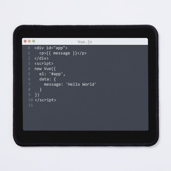 Item preview, . Vue language Hello World program sample in editor window designed and sold by IuriiVlasenko.