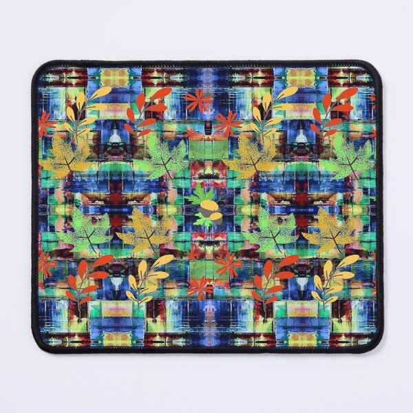 Item preview, Squares and Leaves Botanical Abstract Pattern, Graphic Psychedelic Abstract Art, Inspired by Nature-floral abstract art, Graphic Psychedelic Abstract Art, Inspired by Nature-floral abstract art designed and sold by Adri Barnard.