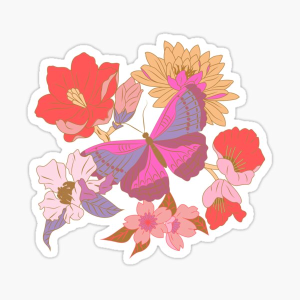 "Flower and butterfly" Sticker by Hanacreator Redbubble