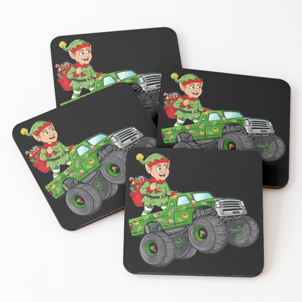 Item preview, Christmas Elf Riding Monster Truck Boys Kids designed and sold by lishakaren.