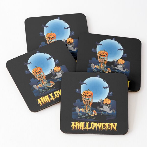 Item preview, Cute halloween zombie running with a pumpkin Halloween head zombie over the grave with a kitchen kni designed and sold by EthaConnelly.