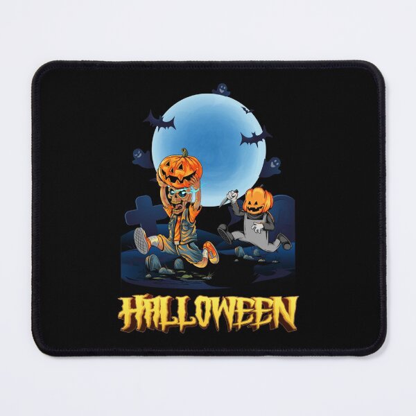Item preview, Cute halloween zombie running with a pumpkin Halloween head zombie over the grave with a kitchen kni designed and sold by EthaConnelly.
