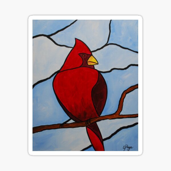 Stained Glass Cardinal Sticker