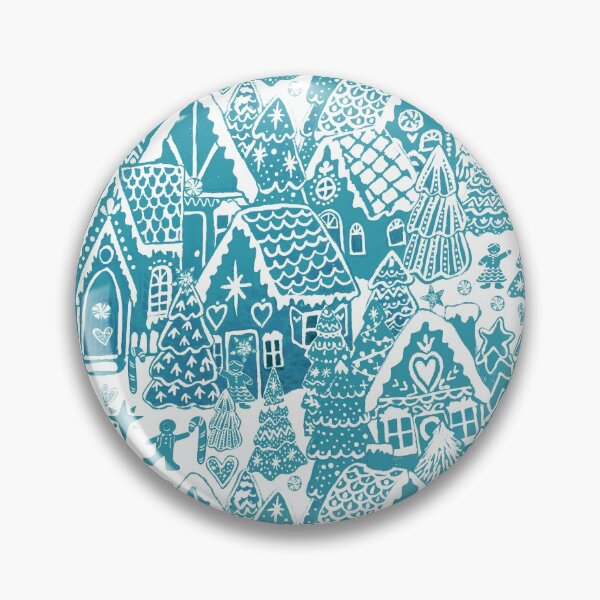Item preview, gingerbread house and Christmas village Candy Land teal designed and sold by MagentaRose.