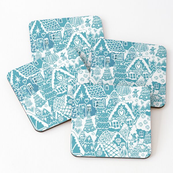 Item preview, gingerbread house and Christmas village Candy Land teal designed and sold by MagentaRose.