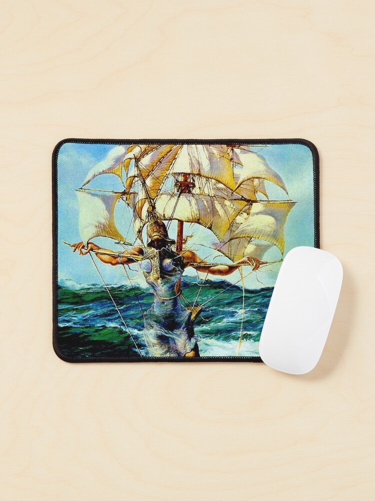Thumbnail 1 of 5, Mouse Pad, THE SHIP : Vintage Abstract Fantasy Painting Print designed and sold by posterbobs.