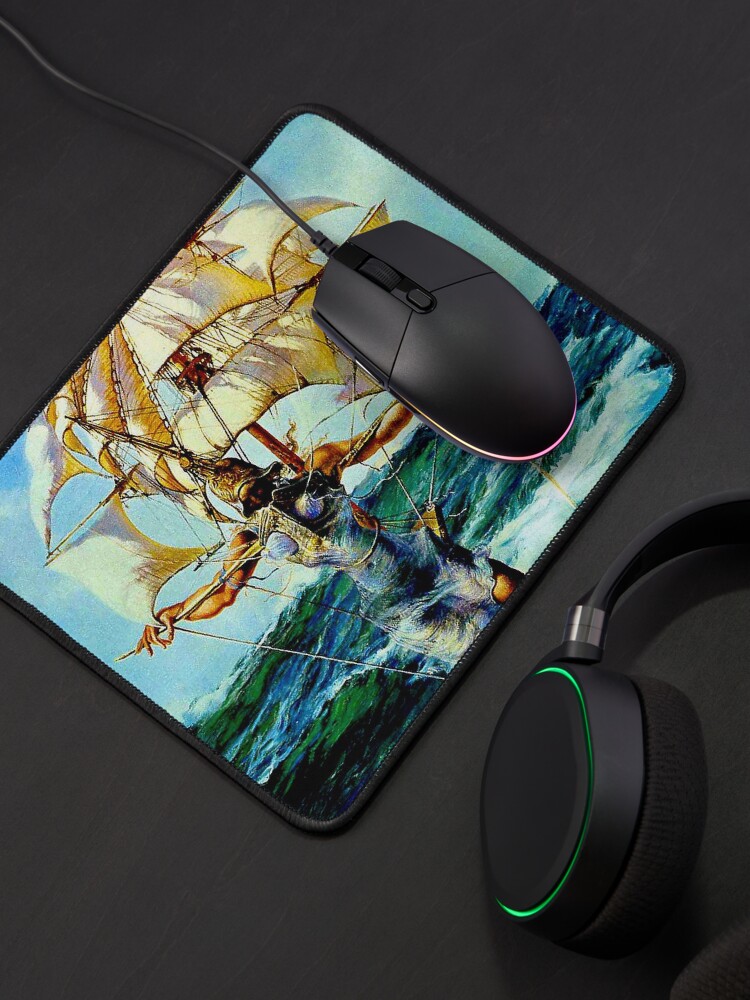 Thumbnail 4 of 5, Mouse Pad, THE SHIP : Vintage Abstract Fantasy Painting Print designed and sold by posterbobs.