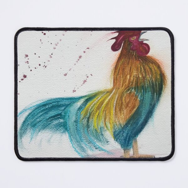 Item preview, Crowing Cockerel in Watercolour and Pastel designed and sold by lilacshoes_art.