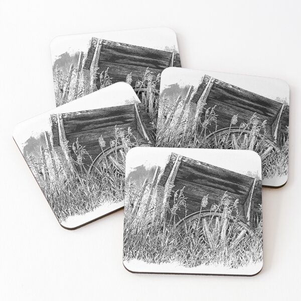 Item preview, Old Wagon In The Tall Grass BW designed and sold by alabca.