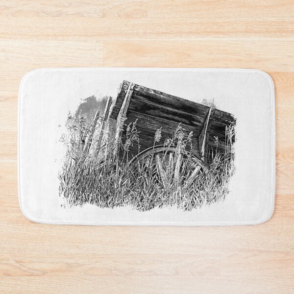Item preview, Old Wagon In The Tall Grass BW designed and sold by alabca.