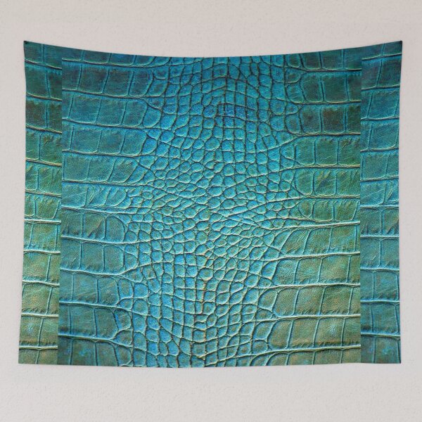 Item preview, Blue Crocodile or Alligator Skin Pattern Bed Sheet Design designed and sold by PodiShawna.